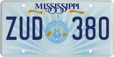 MS license plate ZUD380