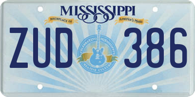 MS license plate ZUD386