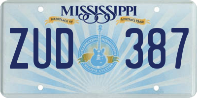 MS license plate ZUD387