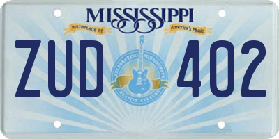 MS license plate ZUD402