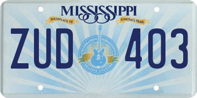 MS license plate ZUD403