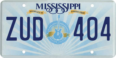 MS license plate ZUD404
