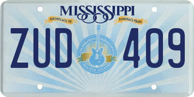 MS license plate ZUD409