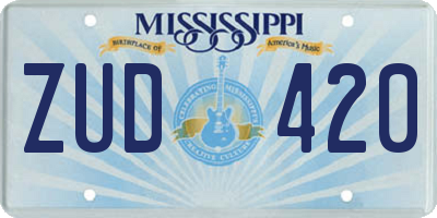 MS license plate ZUD420