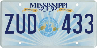 MS license plate ZUD433