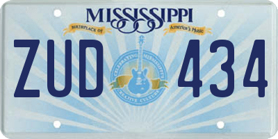 MS license plate ZUD434