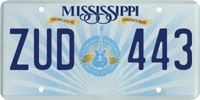 MS license plate ZUD443