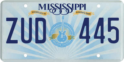 MS license plate ZUD445