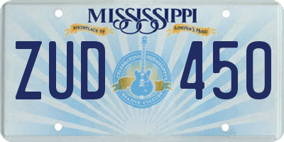 MS license plate ZUD450