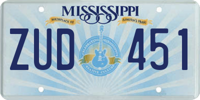 MS license plate ZUD451
