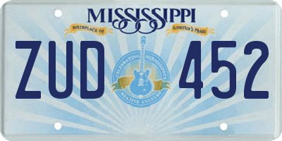 MS license plate ZUD452
