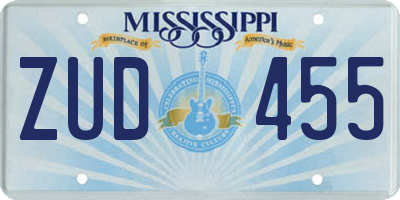 MS license plate ZUD455