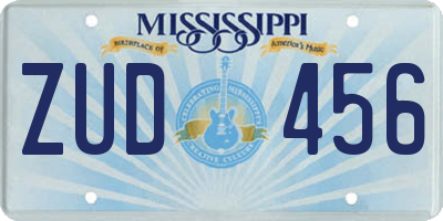 MS license plate ZUD456