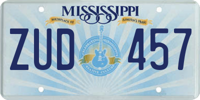 MS license plate ZUD457