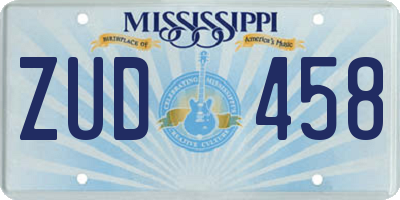 MS license plate ZUD458