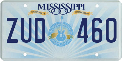 MS license plate ZUD460