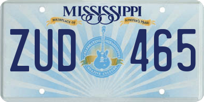 MS license plate ZUD465