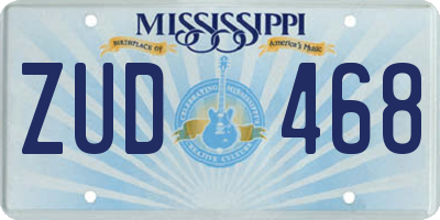 MS license plate ZUD468