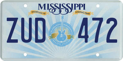 MS license plate ZUD472
