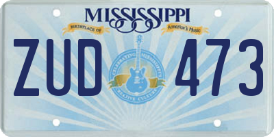 MS license plate ZUD473