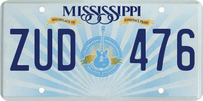MS license plate ZUD476