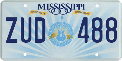 MS license plate ZUD488