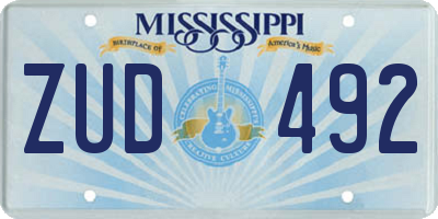 MS license plate ZUD492