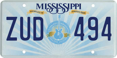 MS license plate ZUD494