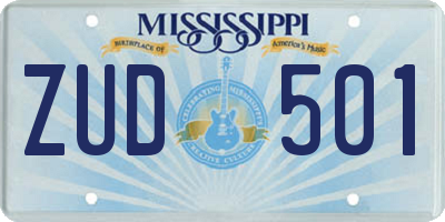 MS license plate ZUD501