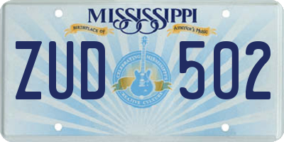 MS license plate ZUD502