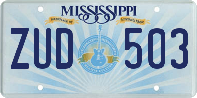 MS license plate ZUD503
