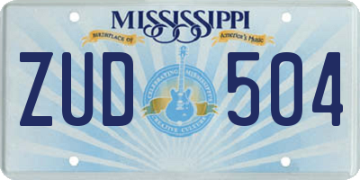MS license plate ZUD504