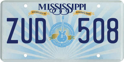 MS license plate ZUD508