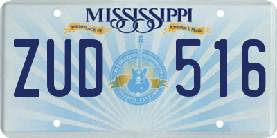 MS license plate ZUD516