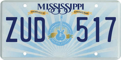MS license plate ZUD517