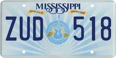 MS license plate ZUD518