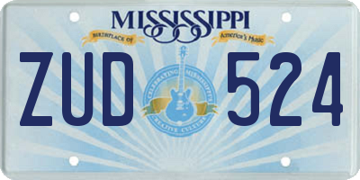 MS license plate ZUD524