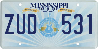 MS license plate ZUD531