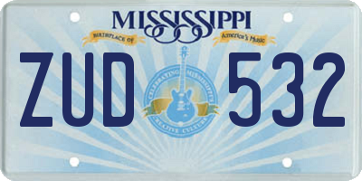 MS license plate ZUD532