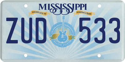 MS license plate ZUD533