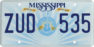 MS license plate ZUD535