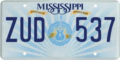 MS license plate ZUD537