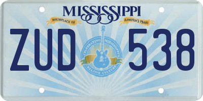 MS license plate ZUD538