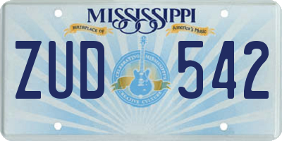 MS license plate ZUD542