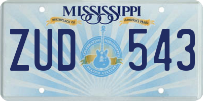 MS license plate ZUD543