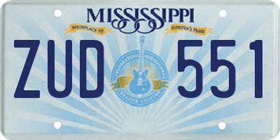 MS license plate ZUD551
