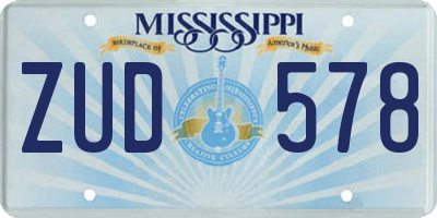 MS license plate ZUD578