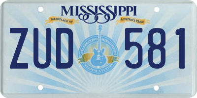 MS license plate ZUD581