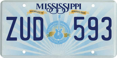 MS license plate ZUD593