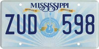 MS license plate ZUD598